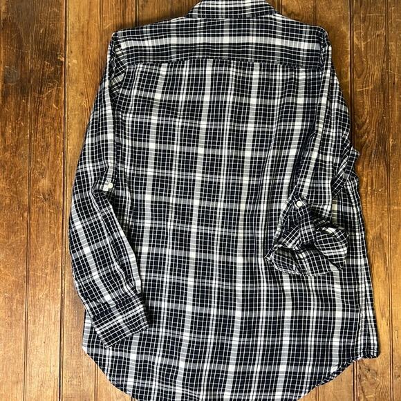 Women’s Ralph Lauren navy blue plaid long sleeve cotton blouse size large - Picture 7 of 7